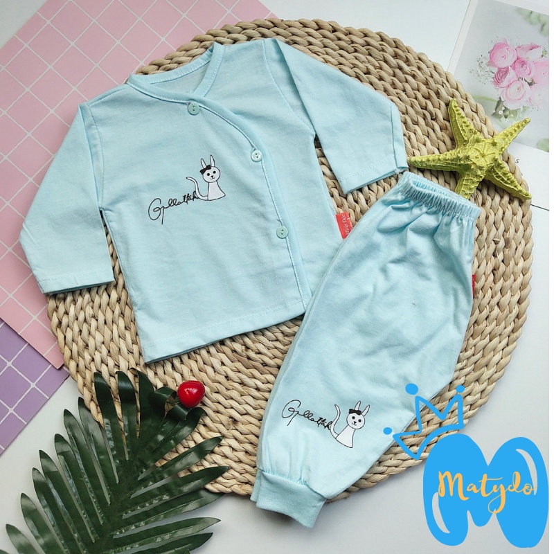 Quần áo sơ sinh bé trai bé gái mùa hè đông giá rẻ đồ sơ sinh cho bé cotton hình mèo SS15