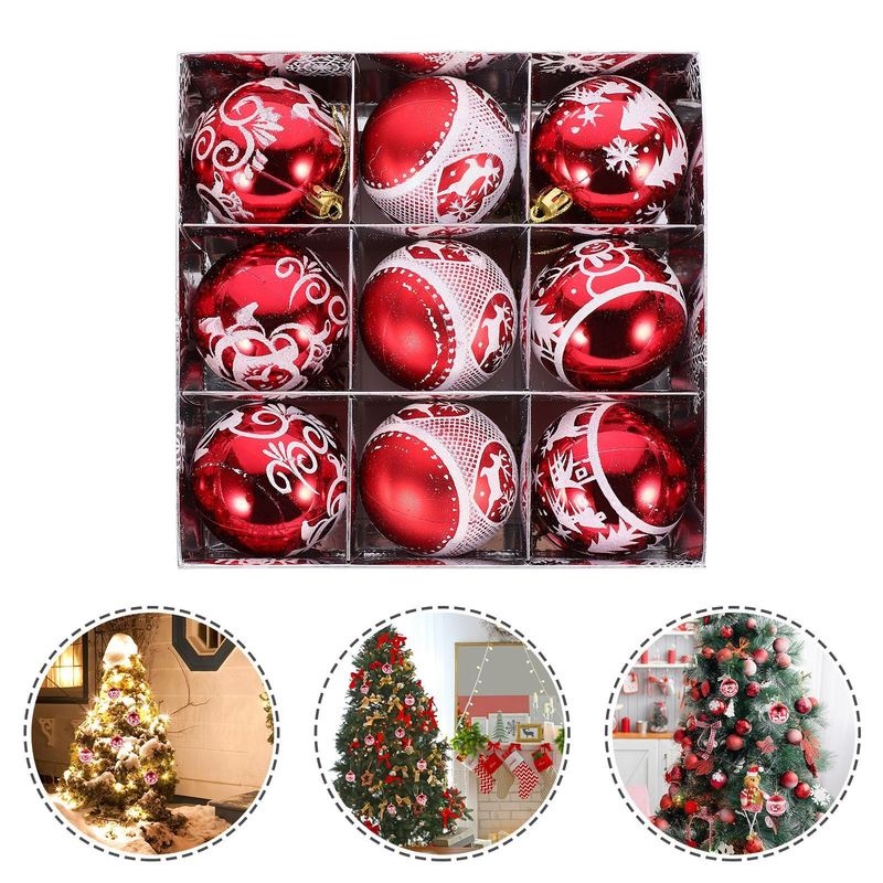 Set 9 quả châu 6cm trang trí cây thông giáng sinh năm mới