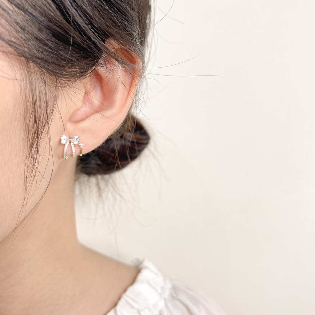 Bông tai nữ Bạc s925 + Titan + Hợp kim được phủ vàngg.14K hoa tai – mk03 18