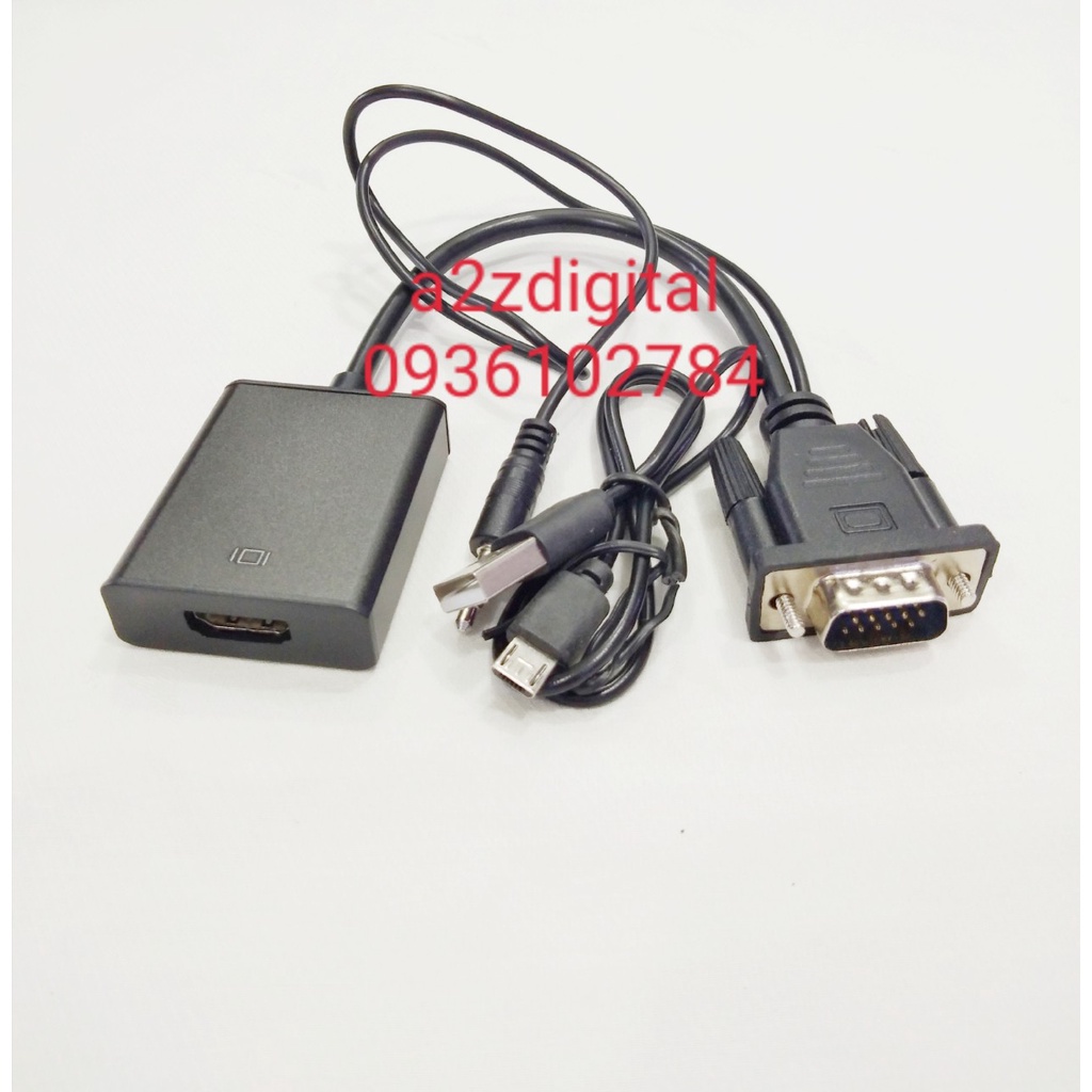 Bộ Cáp chuyển đổi tín hiệu từ VGA sang HDMI có âm thanh kèm theo cáp Micro USB