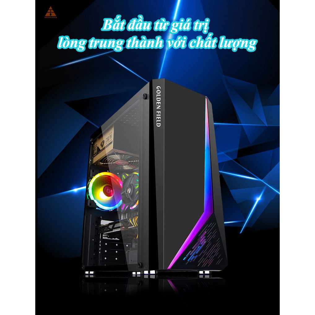 Vỏ case máy tính Golden Field L8-RGB (RGB+ Nút điều khiển, Vách Mica ) - Hàng Chính Hãng