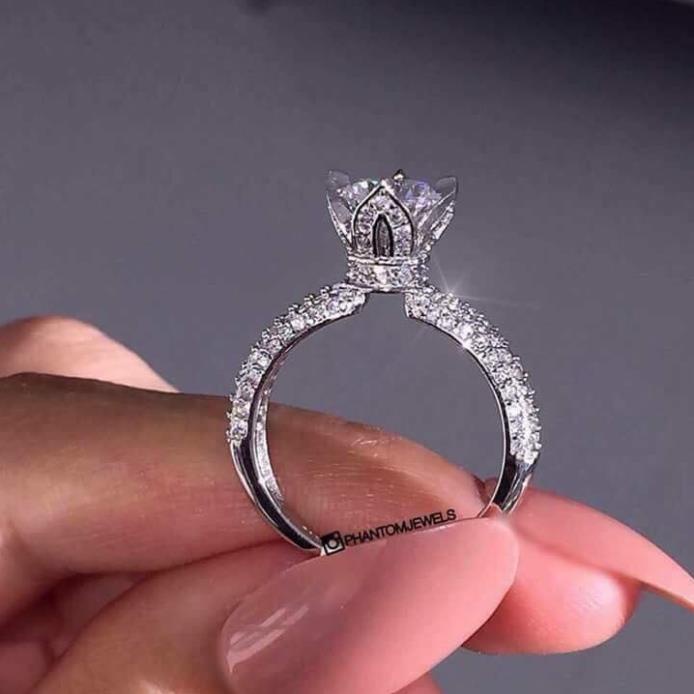 Cực sốc Nhẫn nữ đính đá bạc ta nguyên chất_ Bạc Kim Hưng