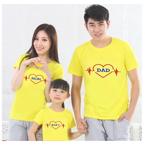 áo thun gia đình 3-4-5 người trái tim cotton co giản thoải mái