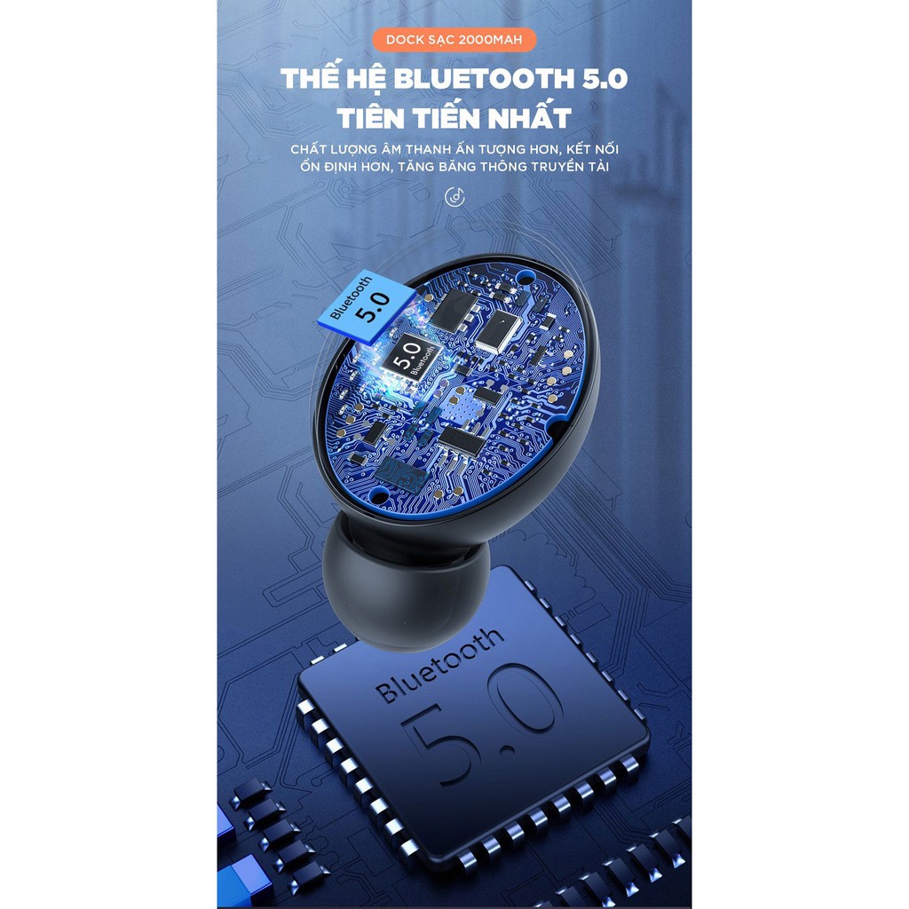 Tai nghe bluetooth Yoking BTH F9 V5.0 âm thanh vòm 9D, chống nước, chống ồn(chính hãng) | BigBuy360 - bigbuy360.vn