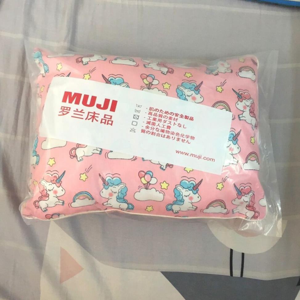 Gối Muji cho bé cao cấp nhiều màu - 100% chất liệu cotton mịn màng thoáng mát thấm hút mồ hôi
