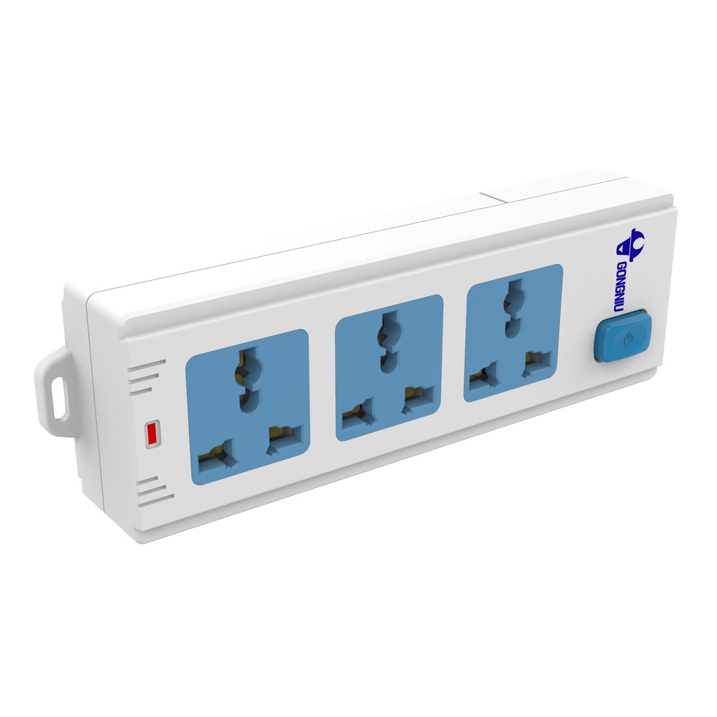 Ổ Cắm Điện Không Dây Gongniu 3 ổ đa năng 1 công tắc 2500W/10A  - Chính Hãng