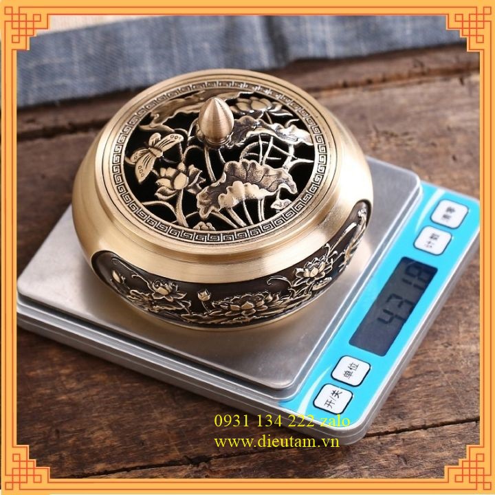 Bộ lư đồng sen khắc có đế đôn đồng - lư đồng đúc dày dặn nặng