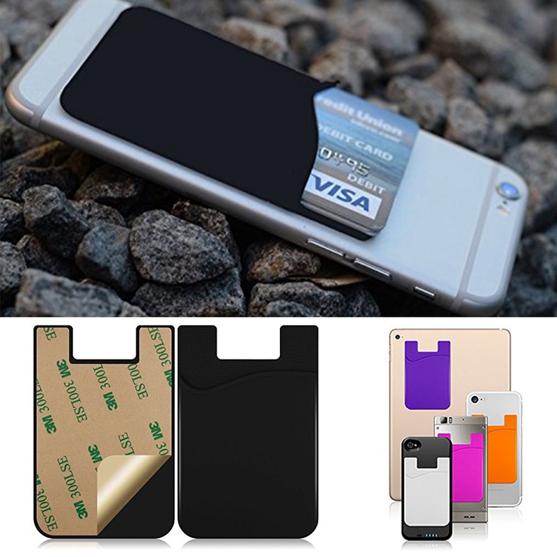 Ví silicon đựng thẻ dán mặt lưng điện thoại tiện dụng nhiều màu sắc tùy chọn