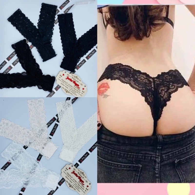 Quần lót ren lọt khe chữ Y sexy gợi cảm màu TRẮNG - ĐEN - BEO