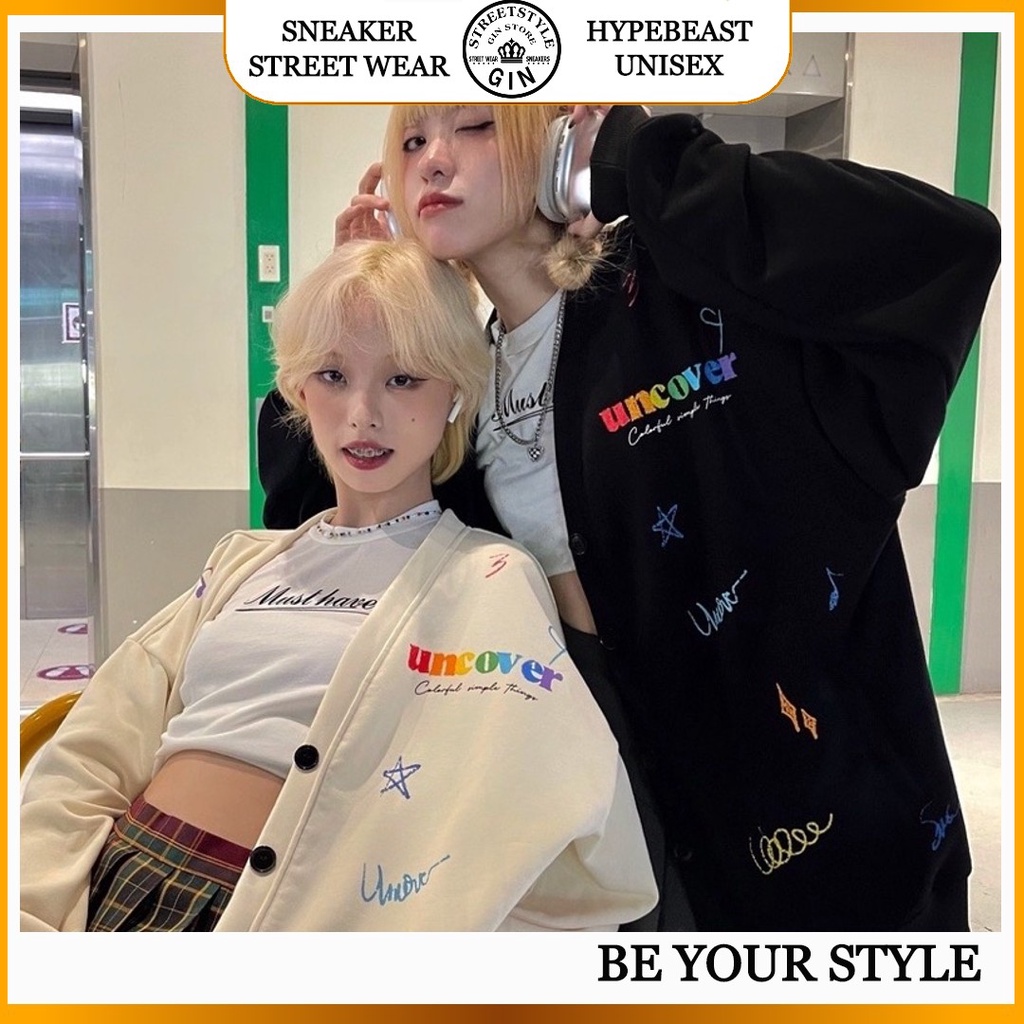 Áo Khoác Cardigan nỉ Jacket UNCOVER Crayon Bút Sáp Full Tag Vải Unisex - Gin Store