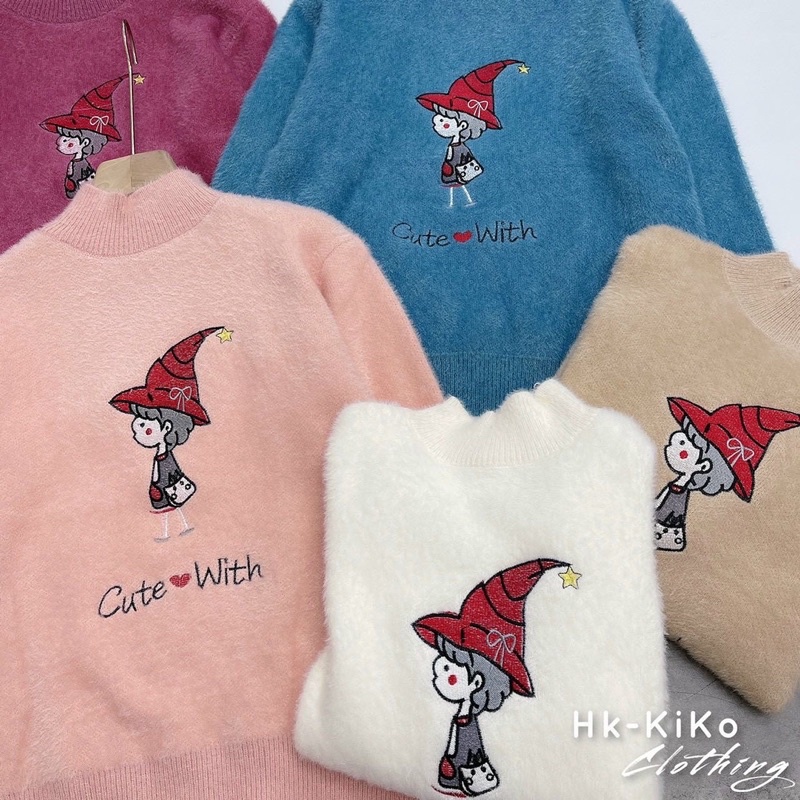 Áo len lông hình thêu nổi