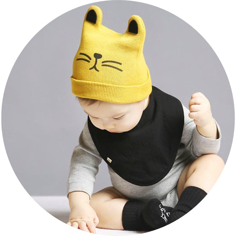 [Ảnh thật] Mũ len tai mèo cho bé, Mũ len cho bé trai, Mũ len mùa đông cho bé