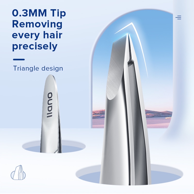 Set 2 nhíp tỉa lông mày LLANO bằng thép không gỉ tiện dụng