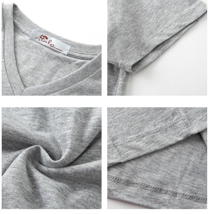 Áo thun cổ tim chữ V nhiều màu ALALA chất cotton cực mát Áo phông trơn