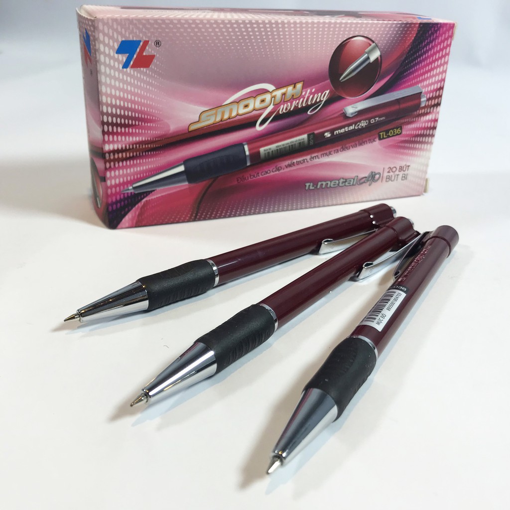 Bút Bi Cao Cấp Thiên Long TL036 - Bút bi dạng bấm khế, có grip êm tay và giảm trơn khi cầm bút