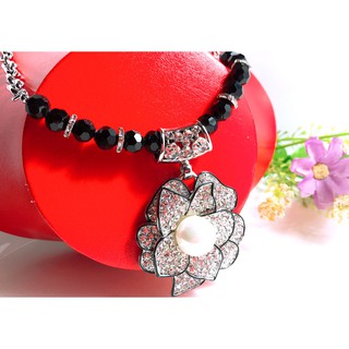 Dây chuyền hoa 5 cánh 2 tầng đính đá sang trọng crystal pnq