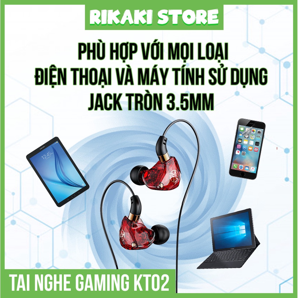 Tai Nghe Gaming KT-02 Chính Hãng Có Mic Lọc Tiếng Ồn Chuyên Dụng Cho Free Fire, PUBG, Liên Quân Giắc 3.5mm