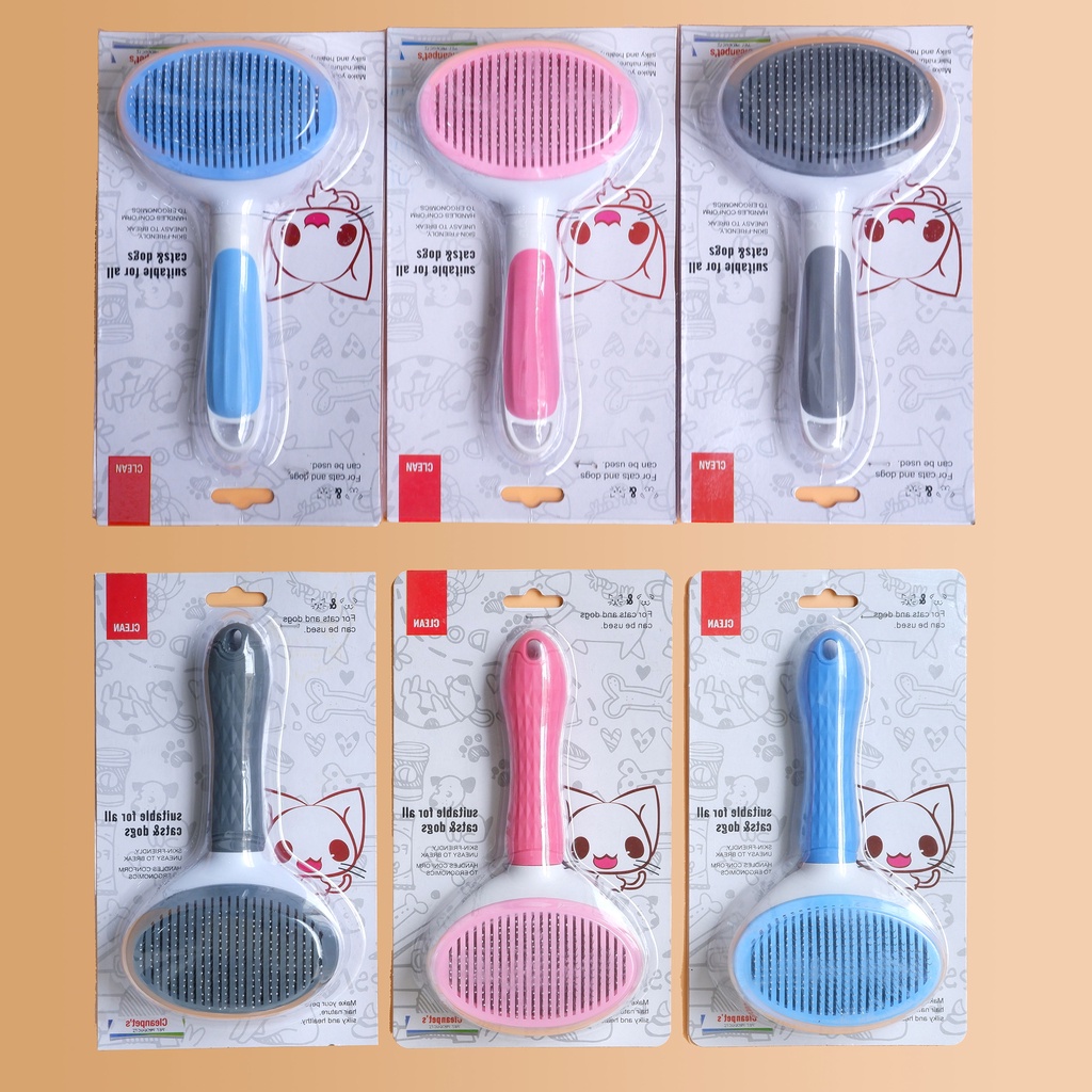 Lược chải lông mèo có nút bấm lược chải lông chó poodle phốc sóc cho thú cưng
