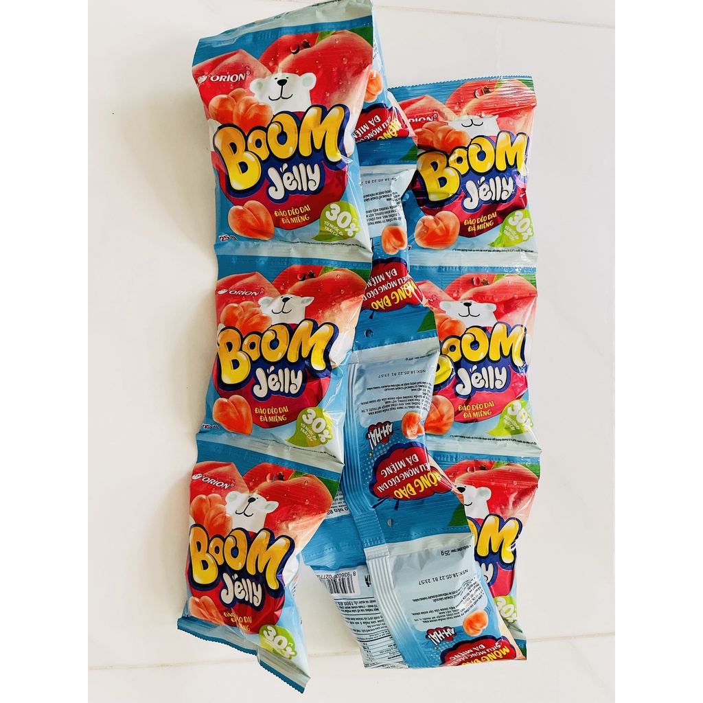 Combo 10 Gói Kẹo Dẻo Trái Cây Orion Boom Jelly vị Đào, Nho, Dâu, Xoài Muối Ớt