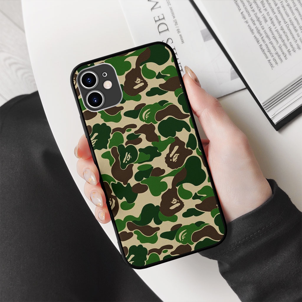 Ốp lưng họa tiết BAPE màu xanh lá cho Iphone 5 6 7 8 Plus 11 12 Pro Max X Xr BAPPOD00003