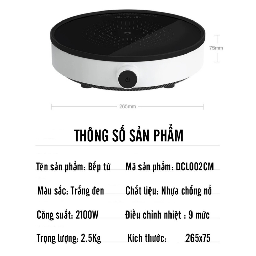 Bếp Điện Từ Xiaomi DCL002CM Youth Version 2 - Bếp Xiaomi Youth Lite , Công Suất 2100W , Kính Chống Nổ-Bảo Hành 12 Tháng