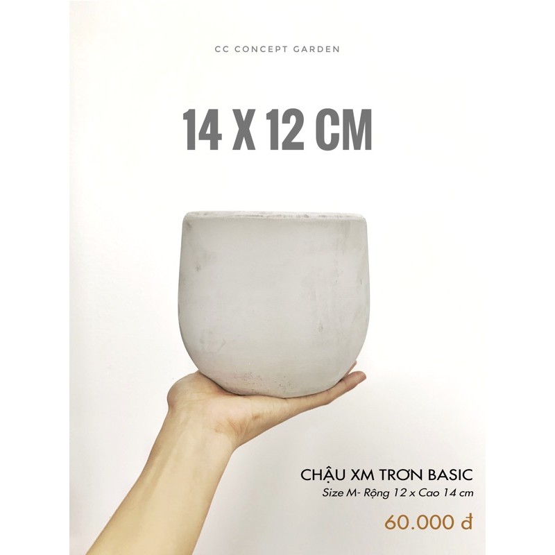 Chậu Xi Măng Tròn Trơn 14cm