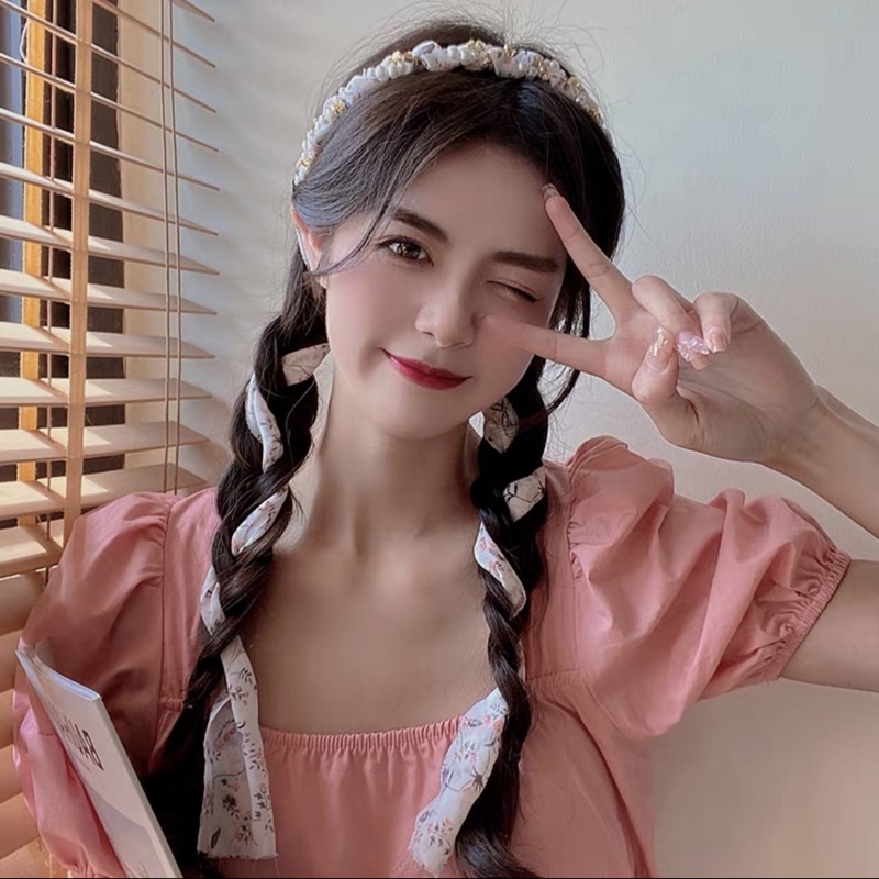 Bờm Cài Tóc Lalila Nữ Tết Dây Hoạ Tiết Hoa Nhí Dễ Thương Năng Động BT11