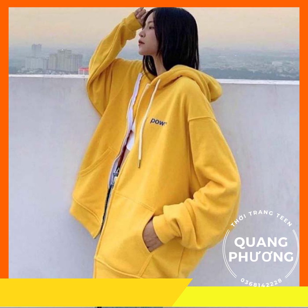 Áo Khoác Nỉ, Áo Hoodie in POWR Form Rộng Nam Nữ | Quango