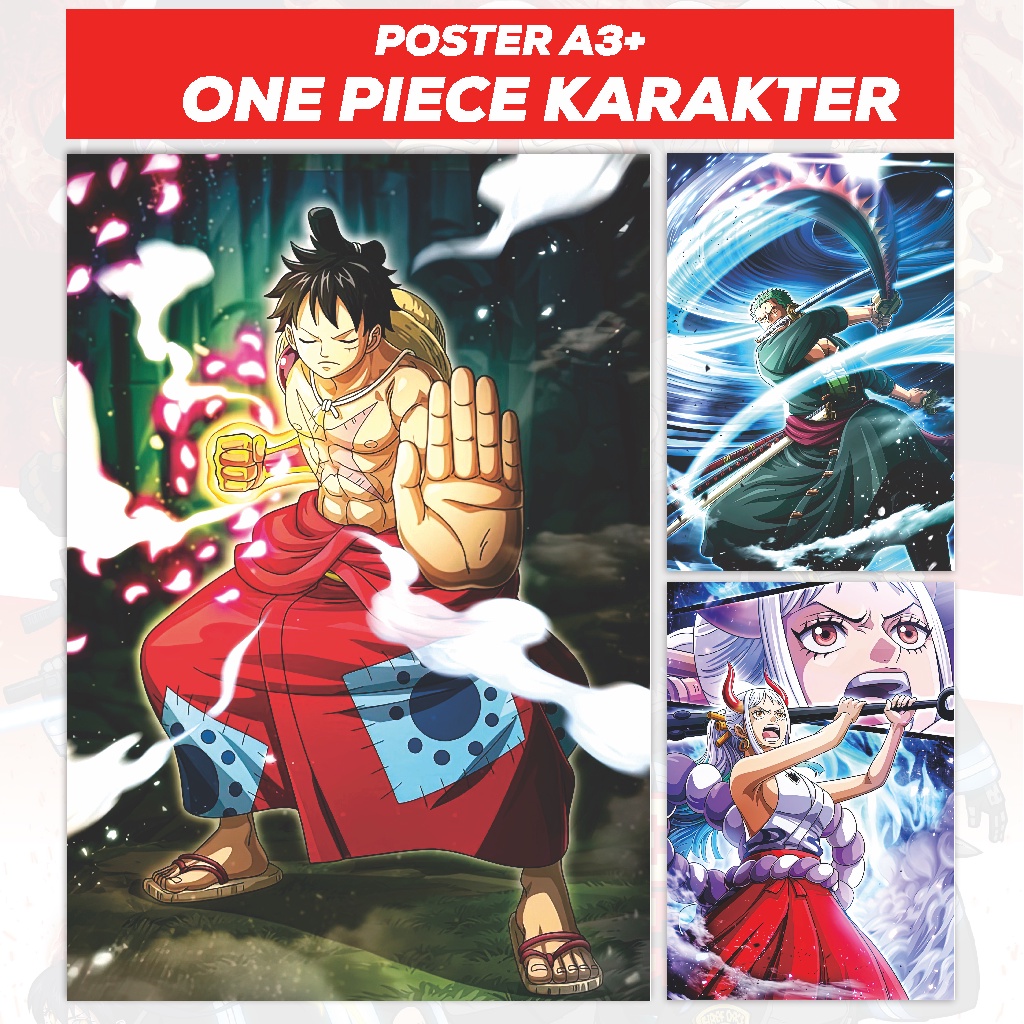 Áp Phích Nhân Vật One Piece Cỡ A3+ - Luffy Zoro Nami Sanji Usopp Chopper Robin Franky Brook Jinbei Boa Hancock Yamato Shank