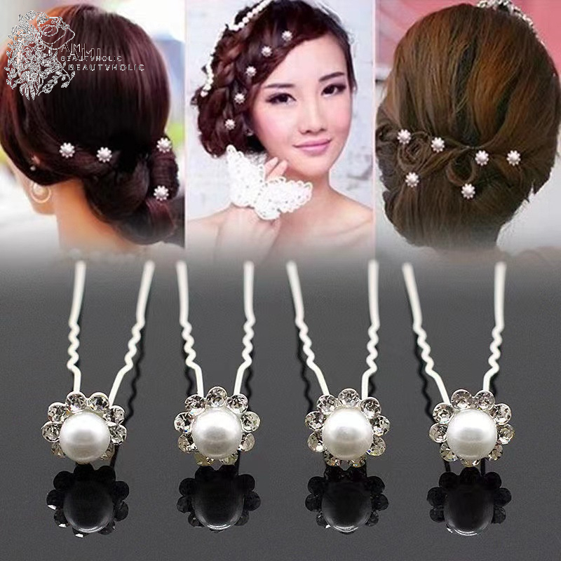 N07_Hoa Cài Tóc Cô Dâu Đính Đá và Hạt Trai, Trang Điểm Cô Dâu, Make Up Tiệc, Phụ Kiện Cưới và Trang Điểm