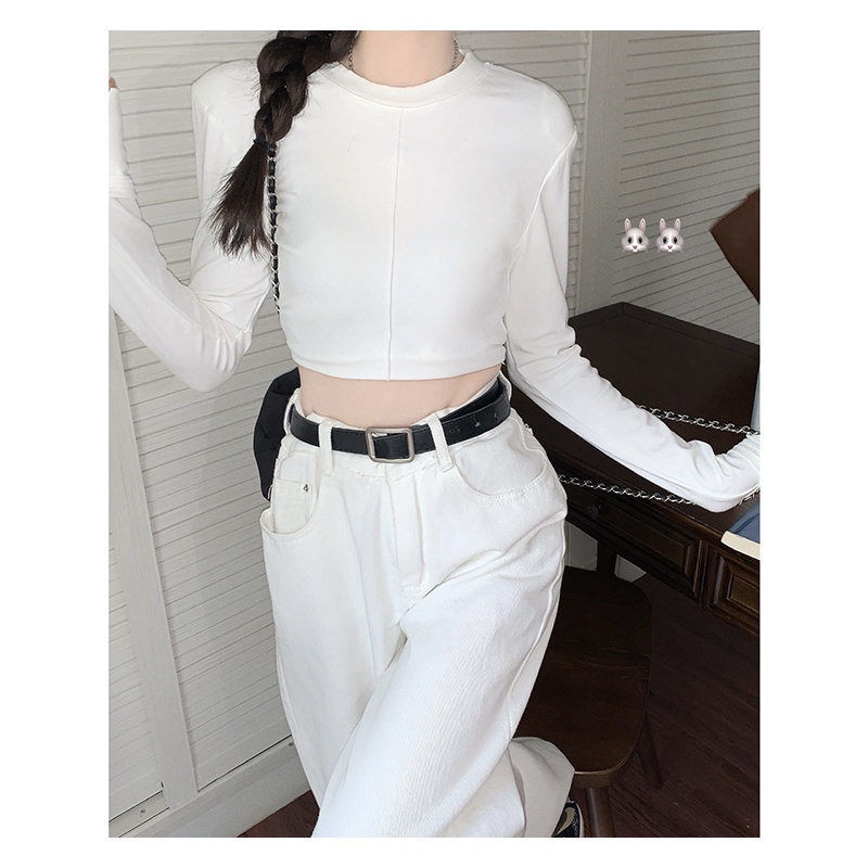 Áo Thun Tay Dài Cổ Tròn Form Ôm Dễ Phối Đồ Thời Trang Hàn Quốc