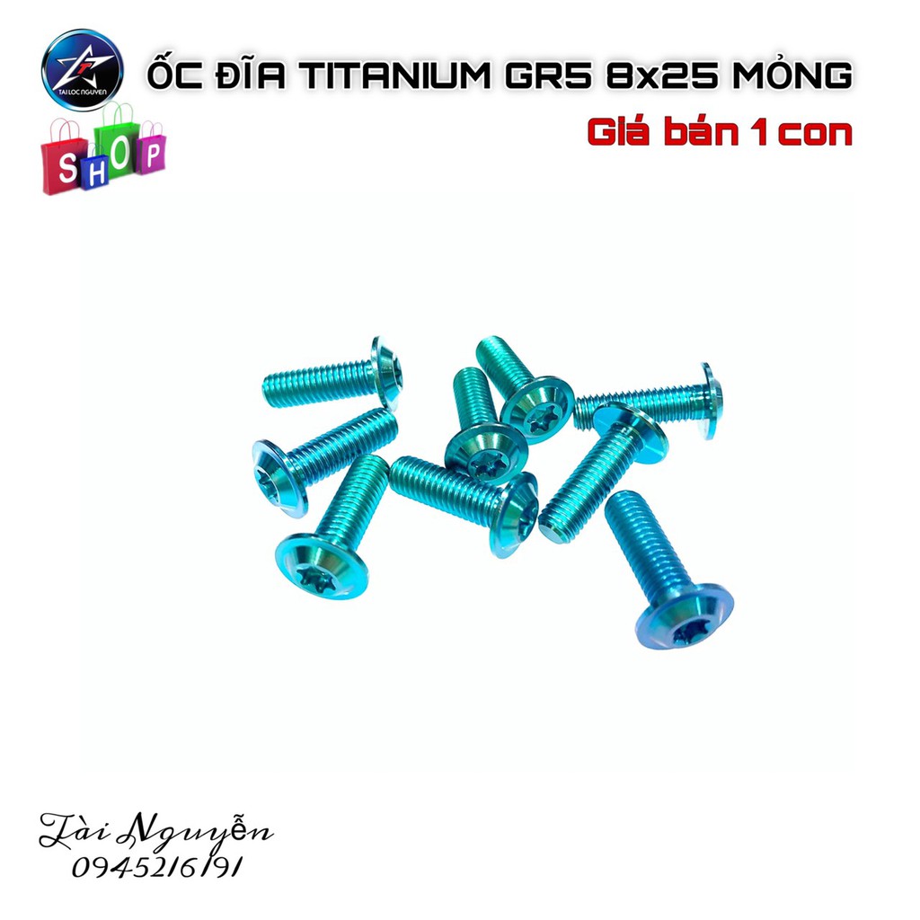 ỐC ĐĨA 8x25 TITANIUM GR5 MỎNG - GIÁ BÁN 1 CON