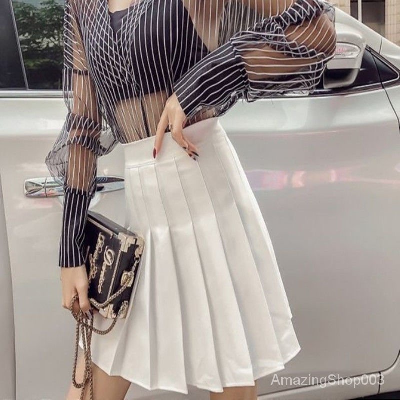 Chân Váy Ngắn Xếp Ly Màu Trắng / Đen Thời Trang Xuân Thu Cho Nữ | BigBuy360 - bigbuy360.vn