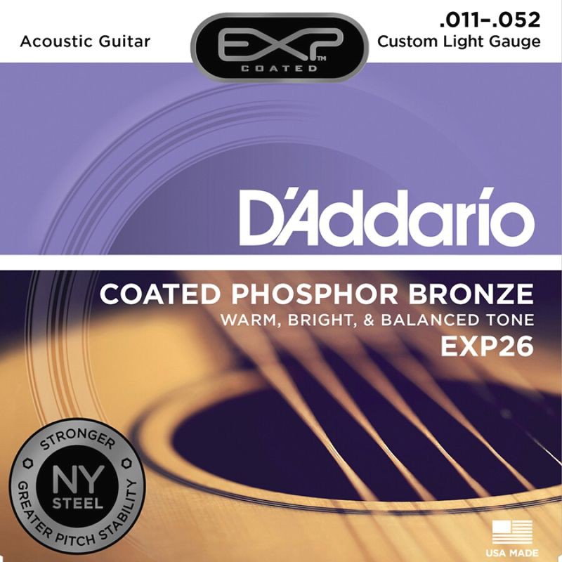Dây đàn Guitar Acoustic DAddario EXP 26 size 11 - tặng kèm Pick Alice 0.71
