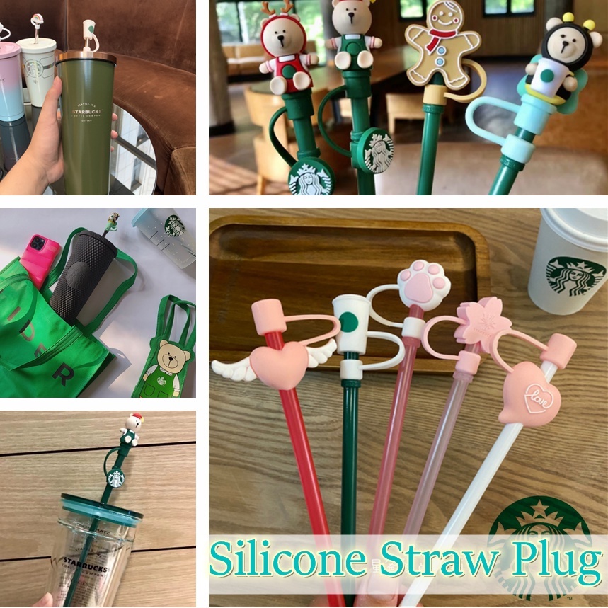 Nắp Đậy Ống Hút Bằng Silicon Chống Bụi Hình Starbucks Sáng Tạo