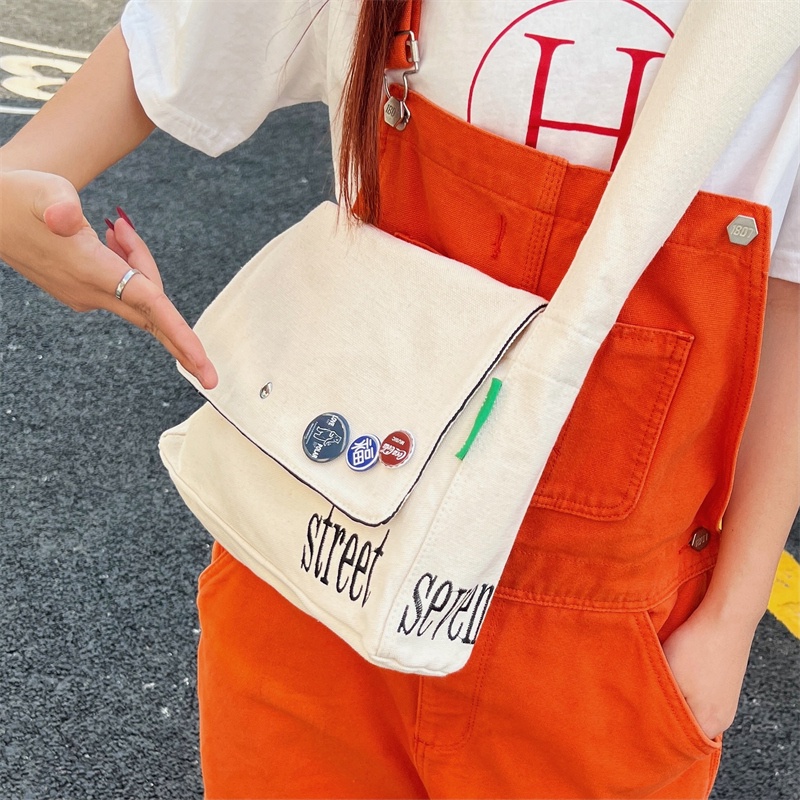 Túi vải canvas PRETTYZYS 2022 thiết kế sức chứa lớn phong cách Hàn Quốc dành cho nữ