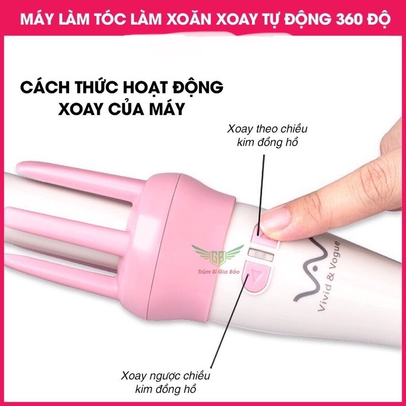 [Hàng loại 1]Máy uốn tóc xoăn xoay tự động 360 VIVID &amp; VOGUE  máy làm tóc uốn xoăn tự động