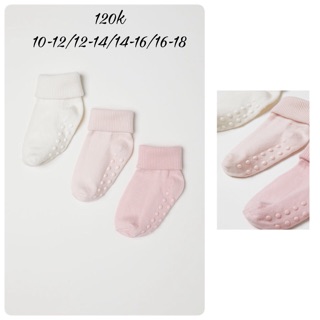 Set 3 đôi tất cổ bẻ hồng Hm kids auth