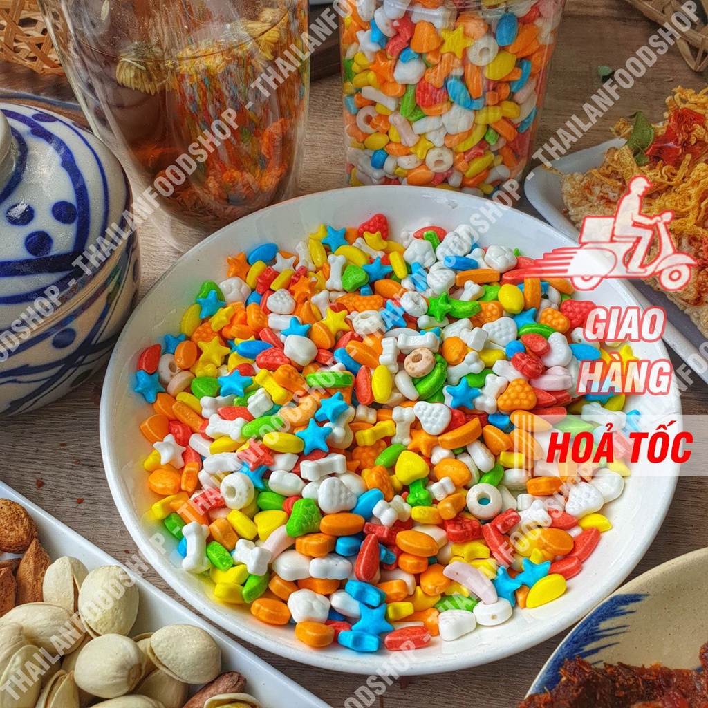 Kẹo Ngũ Sắc Lon 450Gram (Mix Lộn Xộn Nhiều Hình, Nhiều Màu)