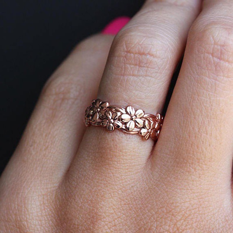 Nhẫn hoa mạ bạc 925 mạ vàng 18K cho nữ R1115