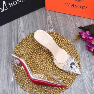 Sandal cao gót 9p quai trong đính đá