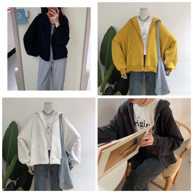 áo khoác hoodie vải nỉ lót bông dày dặn trơn [Hình thật 100% ở cuối]