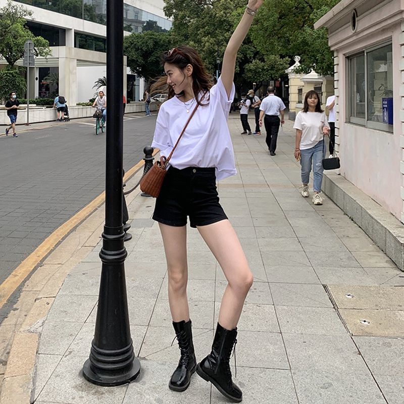 Quần Short Jeans Lưng Cao Thời Trang Cho Nữ