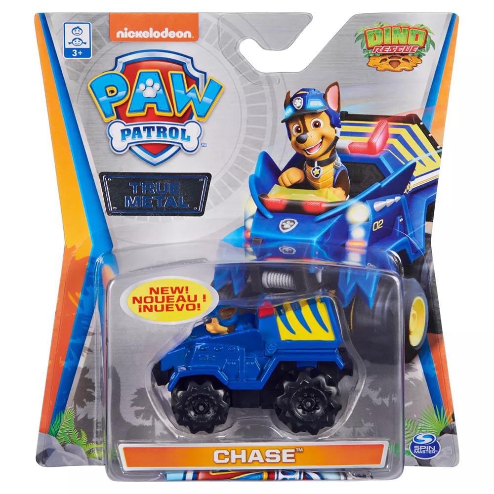 Đồ chơi mô hình Xe chó cứu hộ Paw Patrol True Metal tỷ lệ 1:55 - Chase giải cứu khủng long Dino