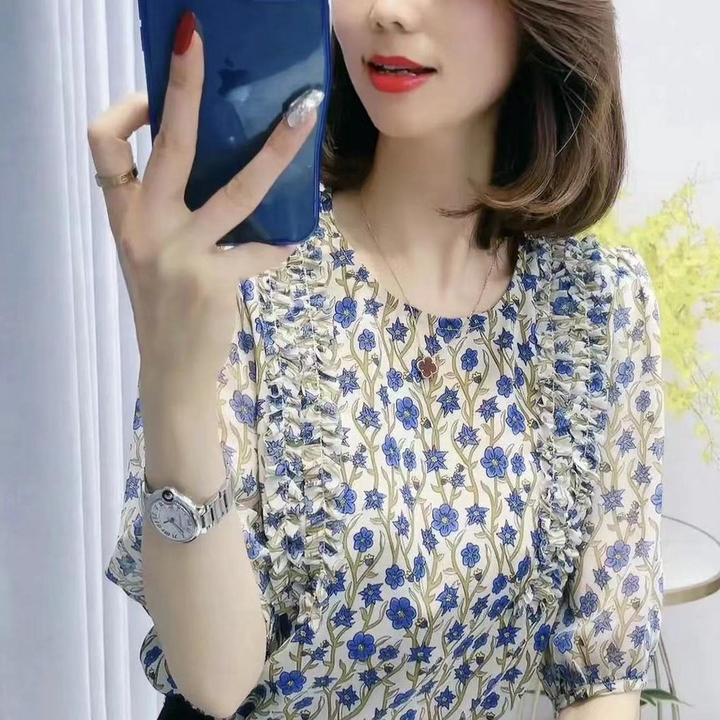 Áo Sơ Mi Chiffon Tay Lửng Thời Trang Mùa Hè Dành Cho Nữ