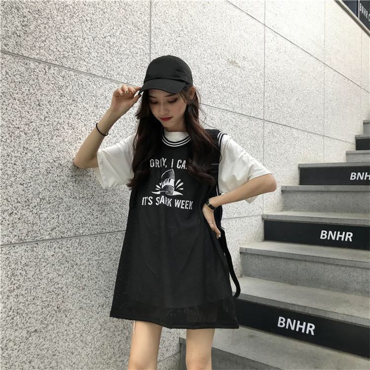 SET ÁO TANKTOP CÁ MẬP ĐEN TRẮNG - GILE SHARK HOT