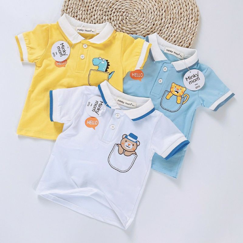 Áo Polo cổ trụ Minky Mom in hoạ tiết