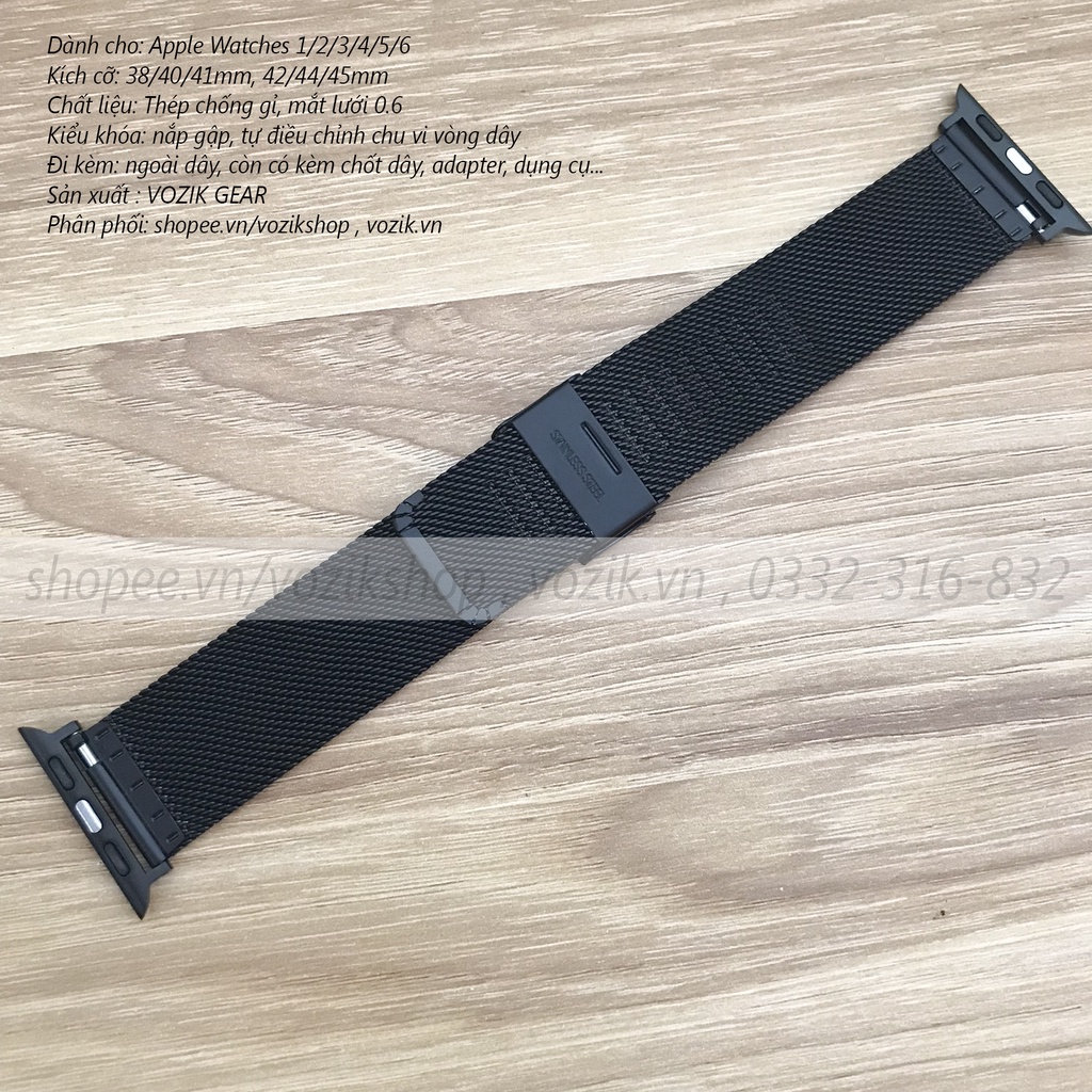Dây đeo đồng hồ thép lưới mesh Mesh 0.6mm VOZIK - milanese strap band for watches