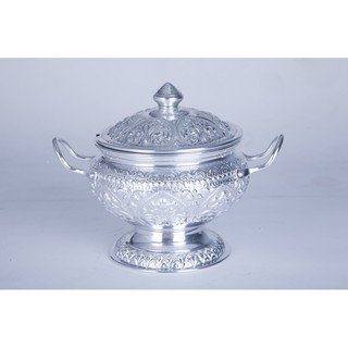 Thố Thái Lan đựng cơm canh bằng nhôm nguyên chất mạ bạc, tặng kèm muôi mạ bạc