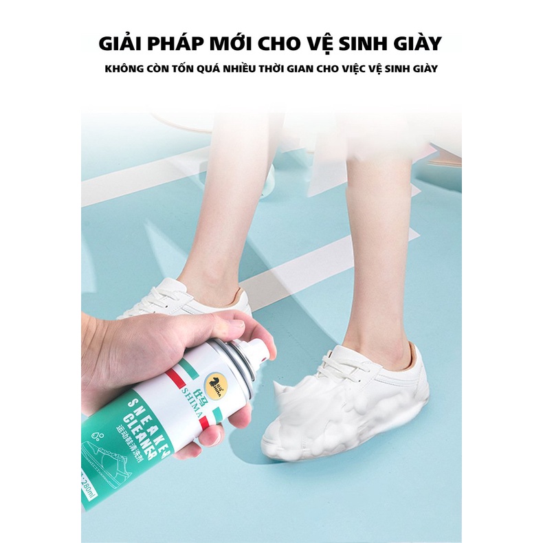 Chai xịt bọt làm sạch giày SHIMA, dung tích 280ml